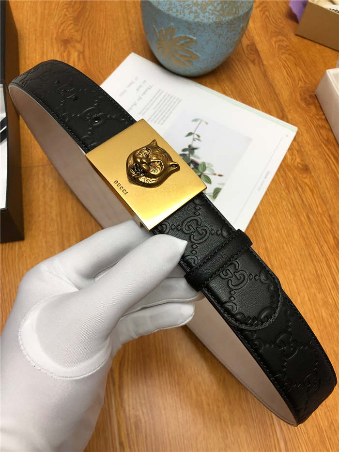 Gucci Signature belt with Leopard buckle 38mm High