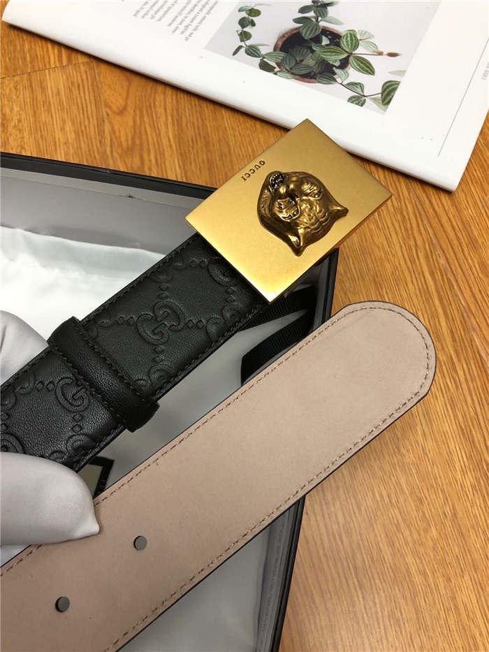 Gucci Signature belt with Leopard buckle 38mm High