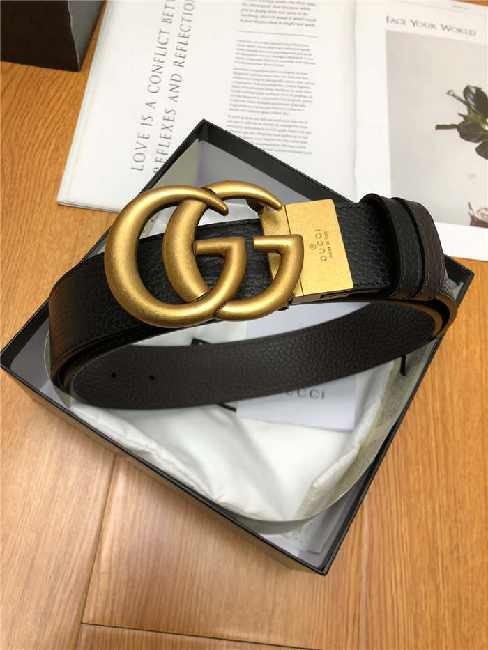 Gucci Reversible belt with Double G buckle 38mm Anti-Gold High