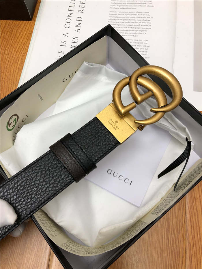 Gucci Reversible belt with Double G buckle 38mm Anti-Gold High