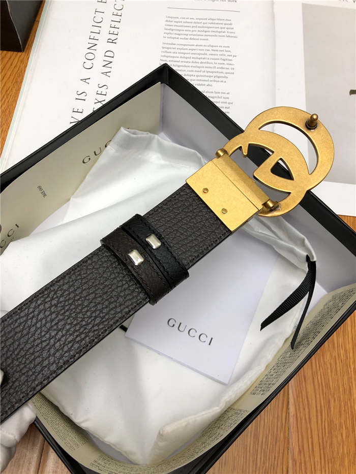 Gucci Reversible belt with Double G buckle 38mm Anti-Gold High