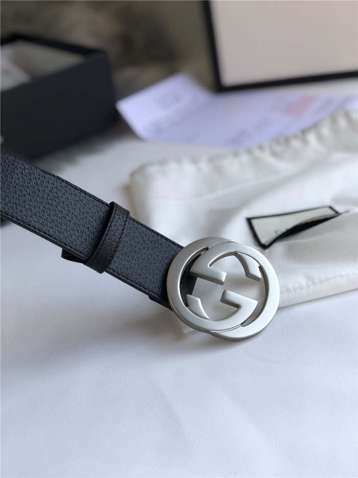 Gucci Leather belt with interlocking G buckle 38mm High