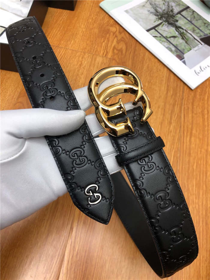 Gucci Signature belt with G buckle 38mm Gold High