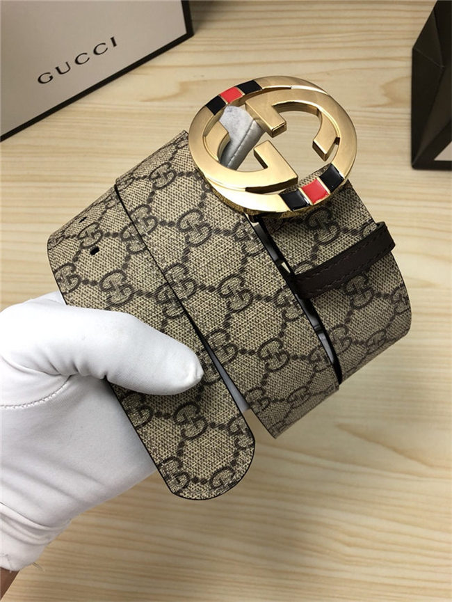 Gucci GG Supreme belt with G buckle 38mm Beige/Ebony High