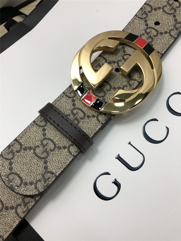 Gucci GG Supreme belt with G buckle 38mm Beige/Ebony High