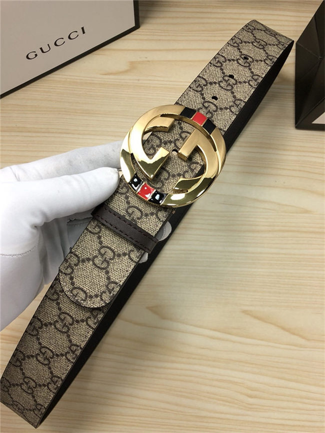 Gucci GG Supreme belt with G buckle 38mm Beige/Ebony High