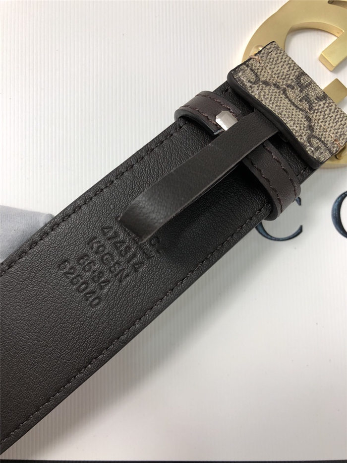 Gucci GG Supreme belt with G buckle 38mm Beige/Ebony High