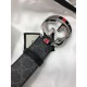 Gucci GG Supreme belt with G buckle 38mm Black/Grey High