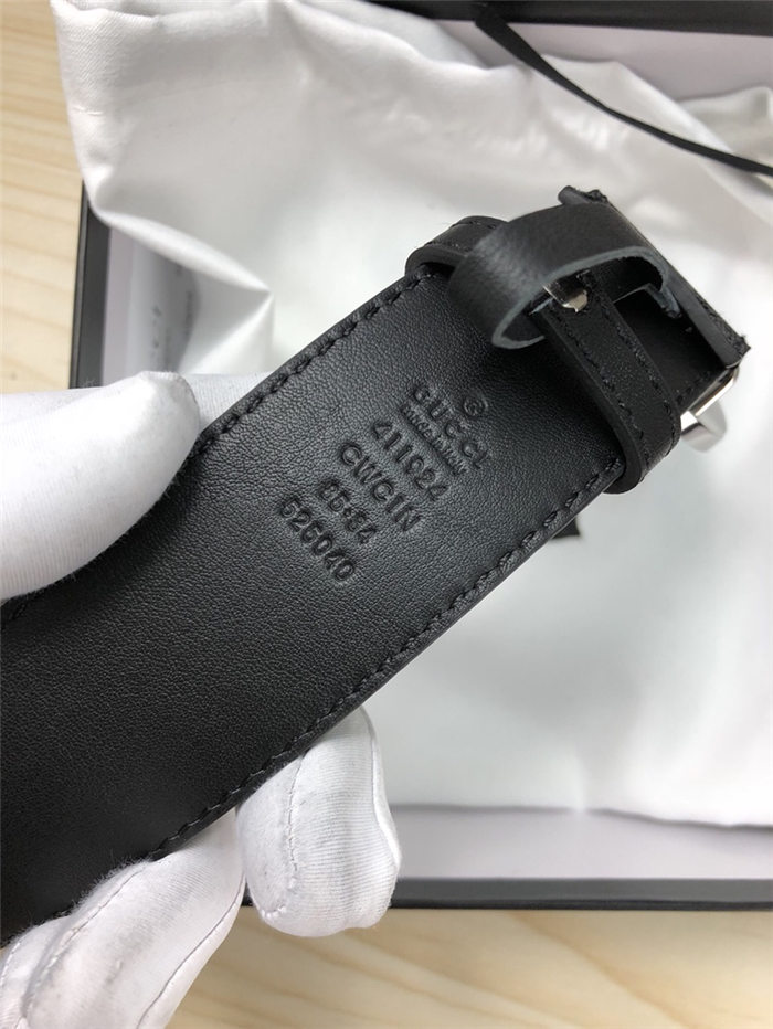 Gucci GG Supreme belt with G buckle 38mm Black/Grey High