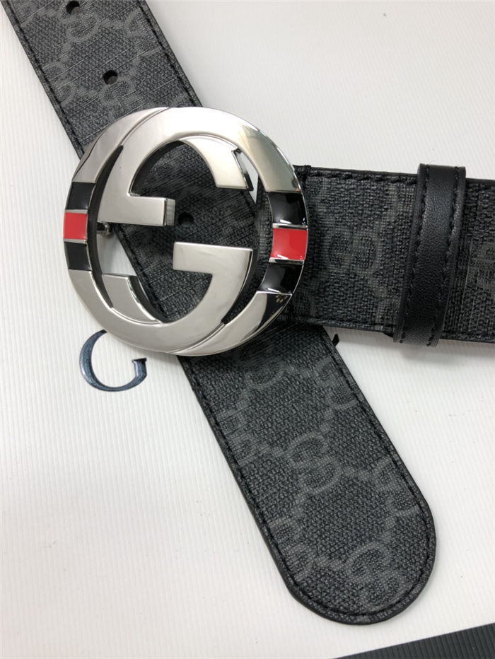 Gucci GG Supreme belt with G buckle 38mm Black/Grey High