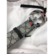 Gucci GG Supreme belt with G buckle 38mm Beige/Blue High