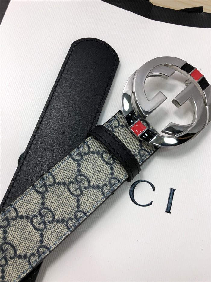 Gucci GG Supreme belt with G buckle 38mm Beige/Blue High