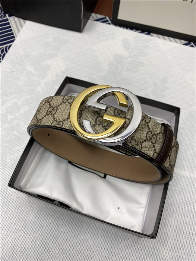 Gucci GG Supreme belt with G buckle 38mm Beige/Ebony High