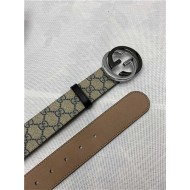 Gucci GG Supreme belt with G buckle 38mm Beige/Blue High