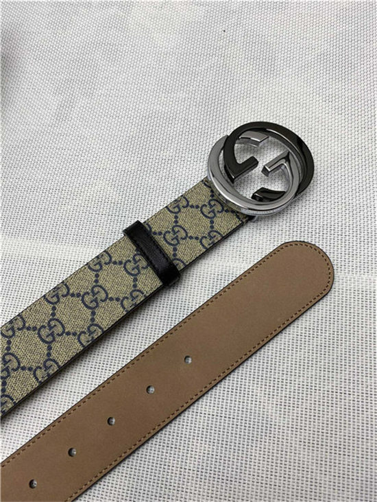 Gucci GG Supreme belt with G buckle 38mm Beige/Blue High