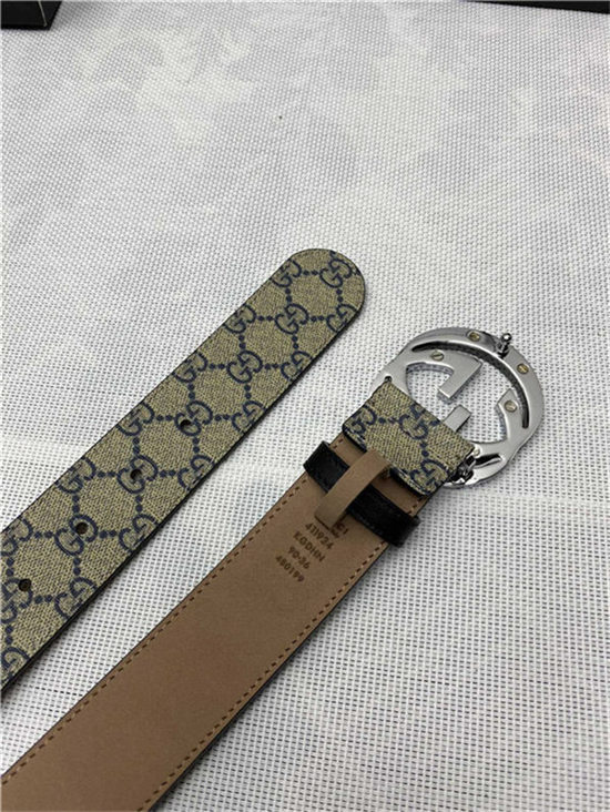 Gucci GG Supreme belt with G buckle 38mm Beige/Blue High