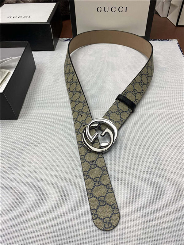 Gucci GG Supreme belt with G buckle 38mm Beige/Blue High