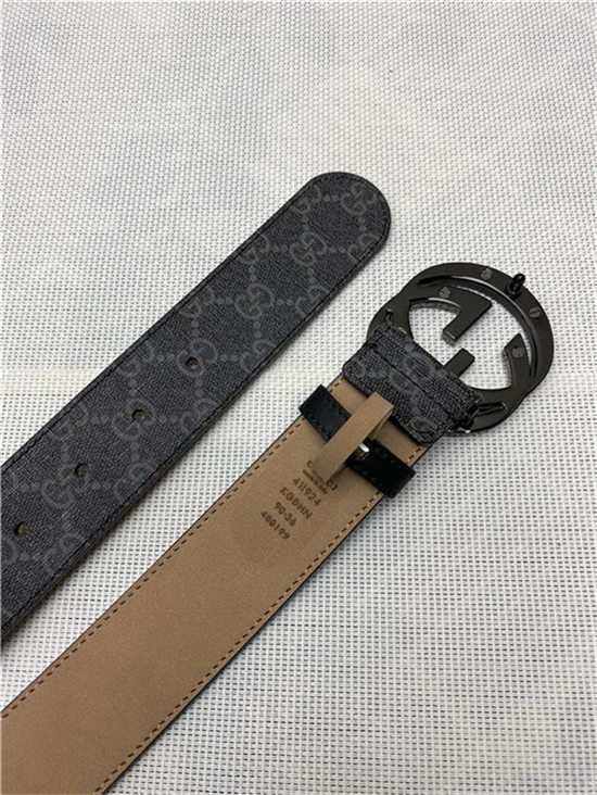 Gucci GG Supreme belt with G buckle 38mm Black/Grey High