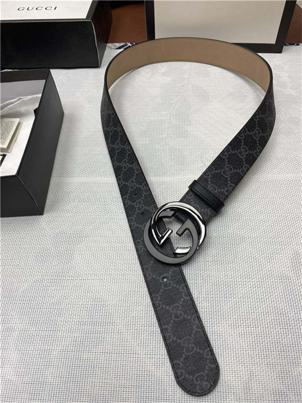 Gucci GG Supreme belt with G buckle 38mm Black/Grey High