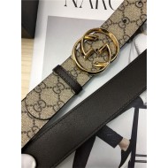 Gucci GG Supreme belt with G buckle 38mm Beige/Ebony High