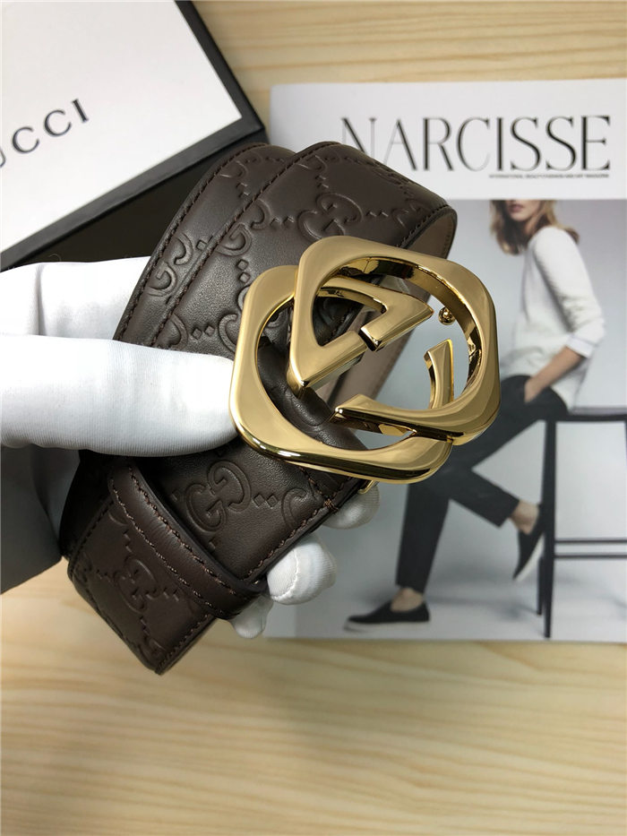 Gucci Signature belt with G buckle 38mm Gold High