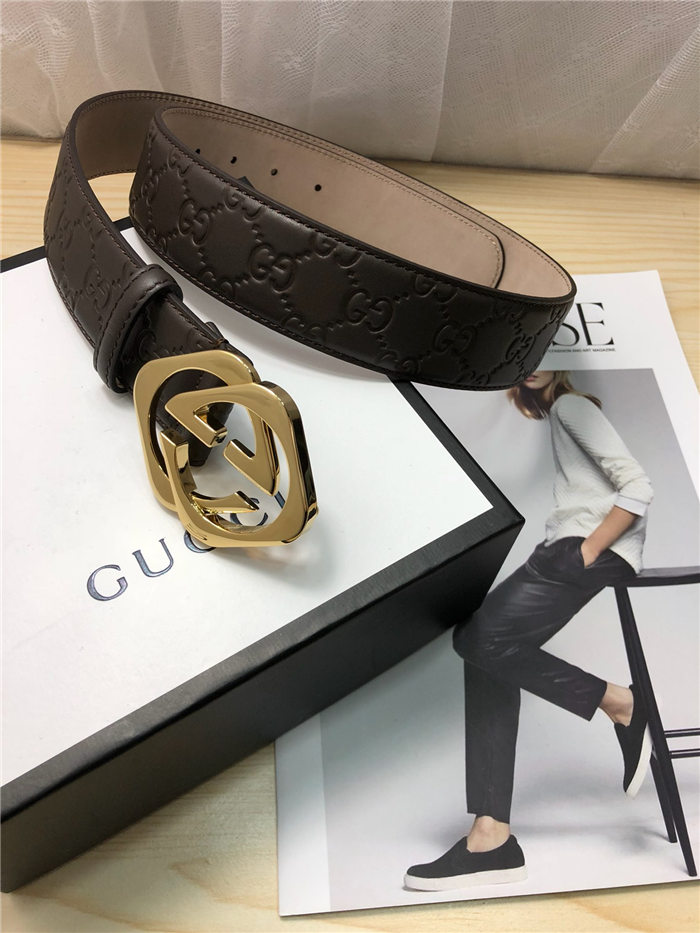 Gucci Signature belt with G buckle 38mm Gold High