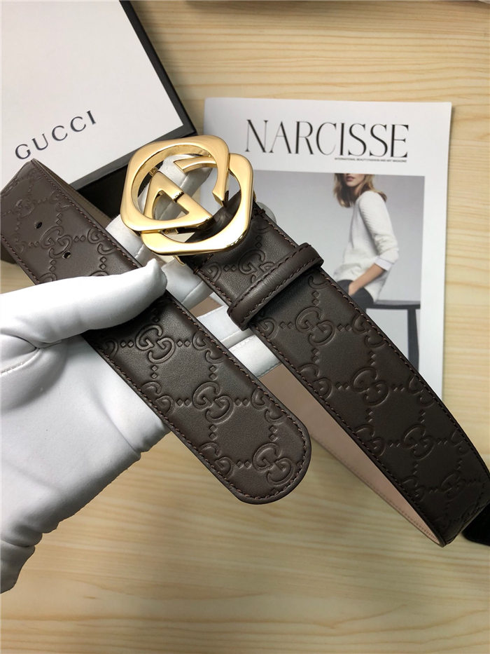 Gucci Signature belt with G buckle 38mm Gold High