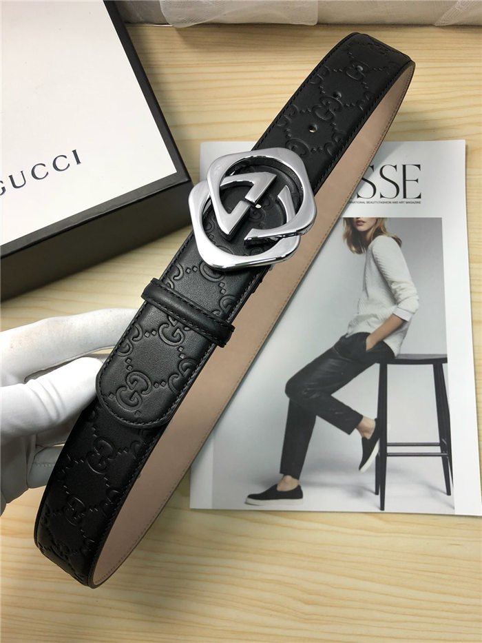 Gucci Signature belt with G buckle 38mm Silver High