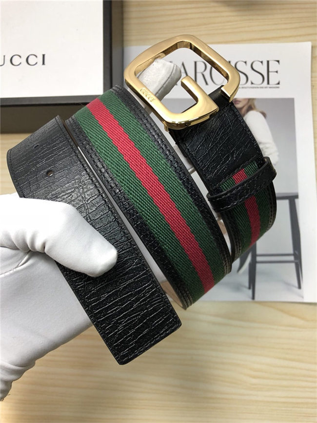 Gucci Web belt with G buckle Gold 38mm High