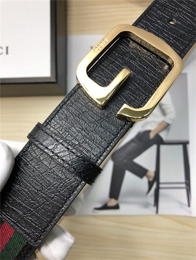 Gucci Web belt with G buckle Gold 38mm High