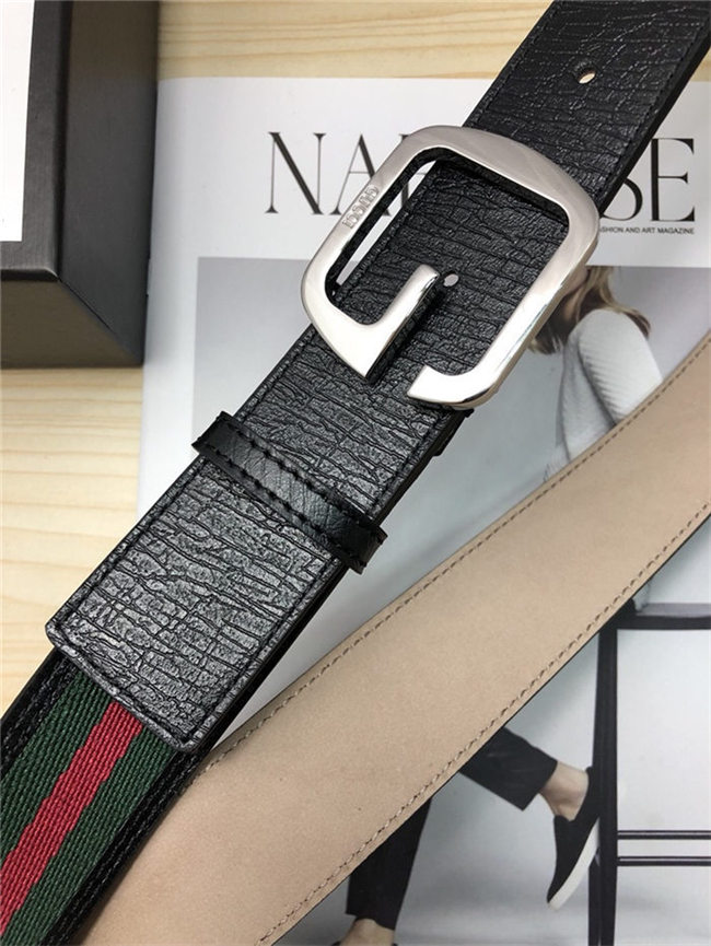 Gucci Web belt with G buckle Silver 38mm High