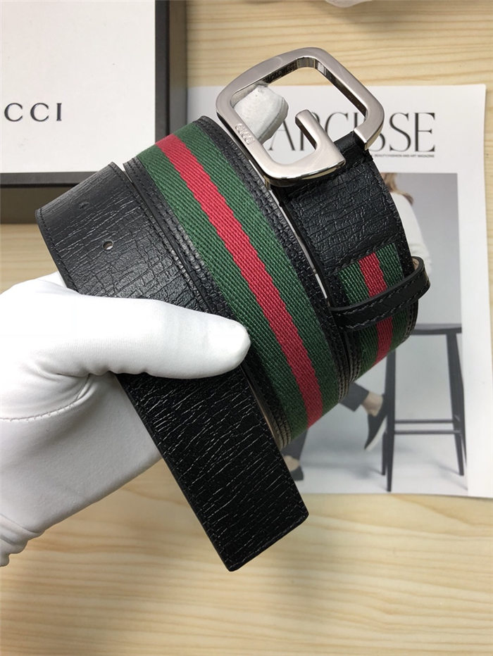 Gucci Web belt with G buckle Silver 38mm High