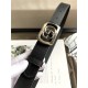 Gucci Thin belt with framed Double G buckle Silver 30mm High