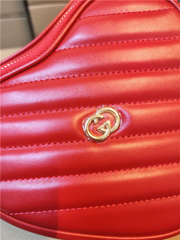 Gucci INTERLOCKING G MINI HEART SHOULDER BAG 751628 Red High