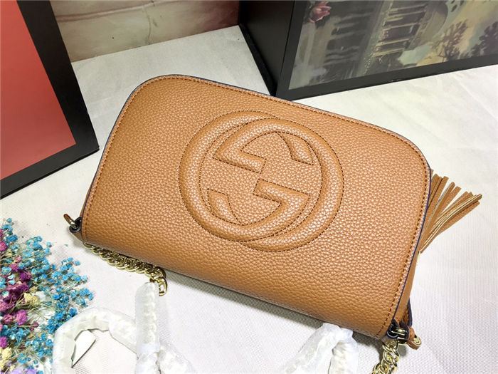 Gucci Soho Crossbody Camera Bag Camel Mid