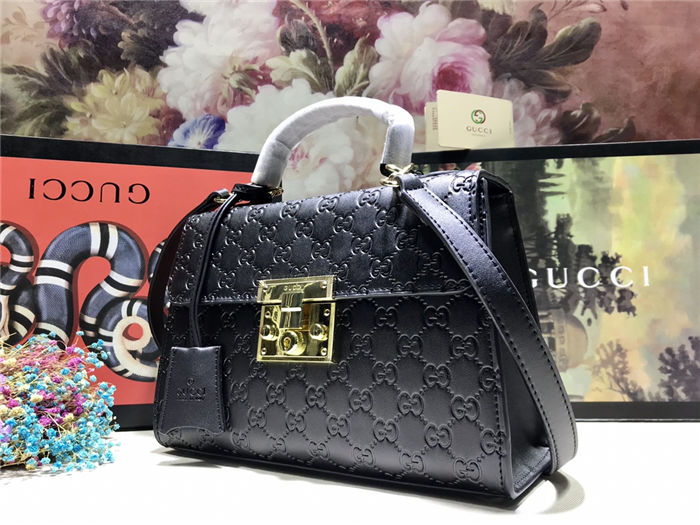 Gucci Padlock GG Supreme top handle bag Black Mid