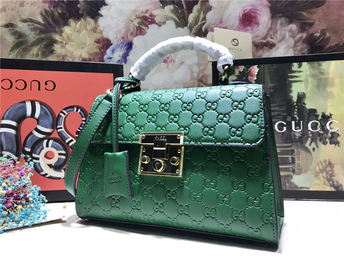 Gucci Padlock GG Supreme top handle bag Green Mid