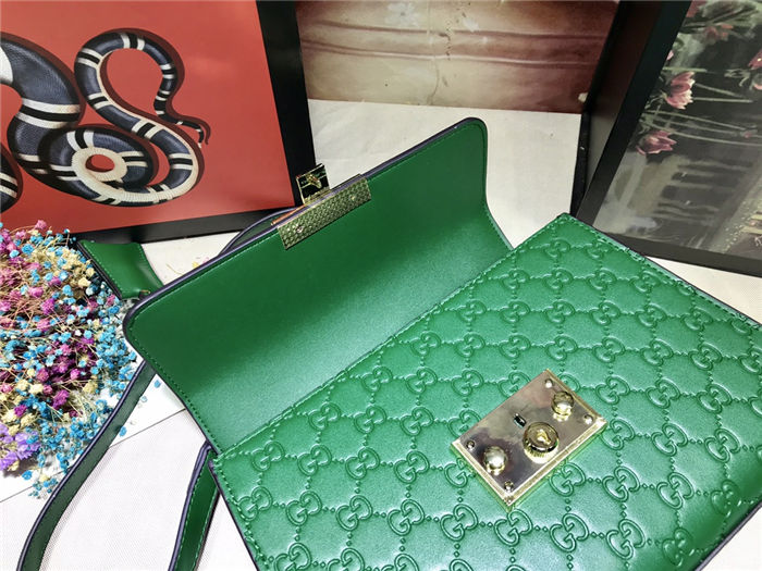 Gucci Padlock GG Supreme top handle bag Green Mid