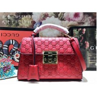 Gucci Padlock GG Supreme top handle bag Red Mid