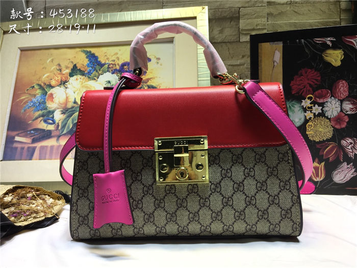 Gucci Padlock GG Supreme top handle bag GG-Red Mid