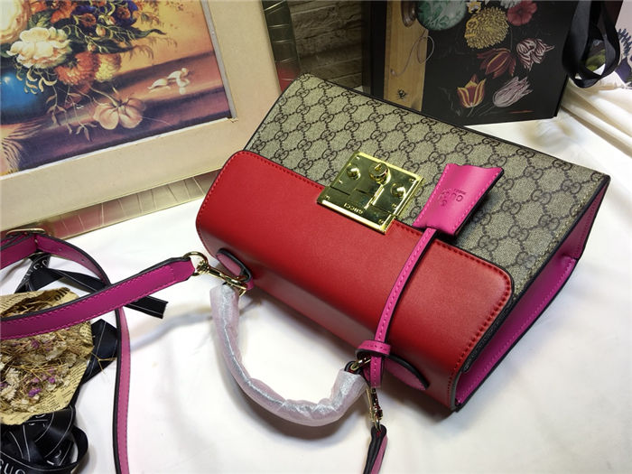 Gucci Padlock GG Supreme top handle bag GG-Red Mid