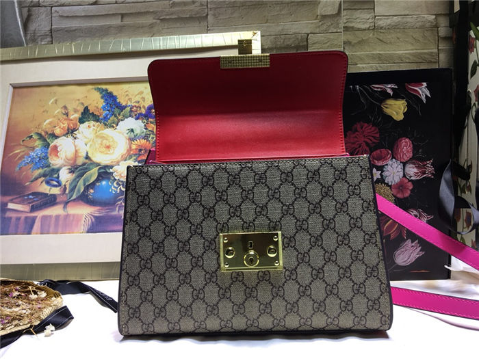 Gucci Padlock GG Supreme top handle bag GG-Red Mid