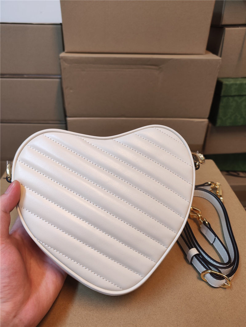 Gucci INTERLOCKING G MINI HEART SHOULDER BAG 751628 White High