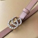 Gucci Leather belt with pearl Double G buckle Blush High