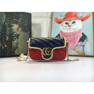 GG Marmont Super Mini Bag 476433 Blue/Red Mid