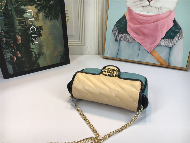 GG Marmont Super Mini Bag 476433 Butter/Blue Mid