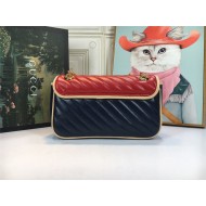 GG Marmont Small Shoulder Bag Blue/Red Mid