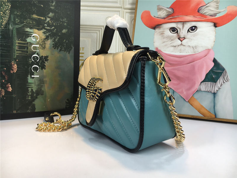 GG Marmont Mini Top Handle Bag Butter/Blue Mid