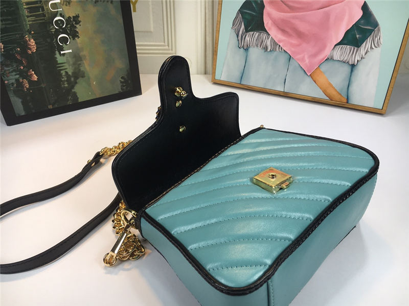 GG Marmont Mini Top Handle Bag Butter/Blue Mid