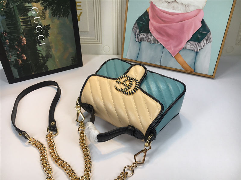 GG Marmont Mini Top Handle Bag Butter/Blue Mid